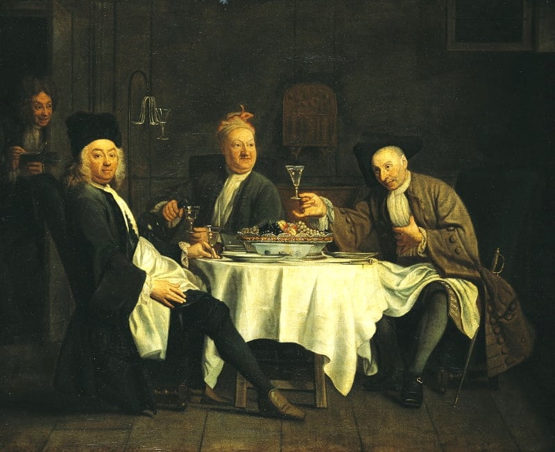 Поэт Пирон и его друзья, или Любители вина Этьена Жора (1747 г.) - Лувр.