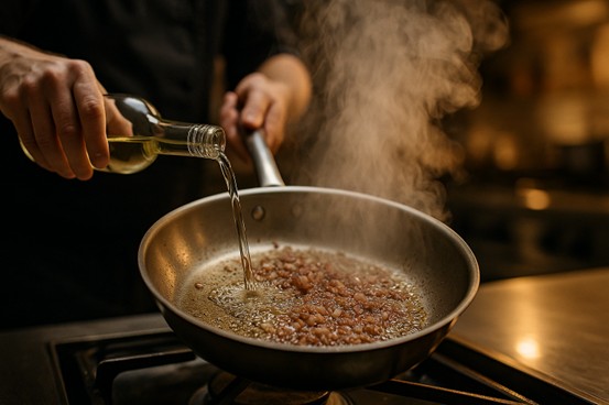 Déglacer une poêle au vin blanc