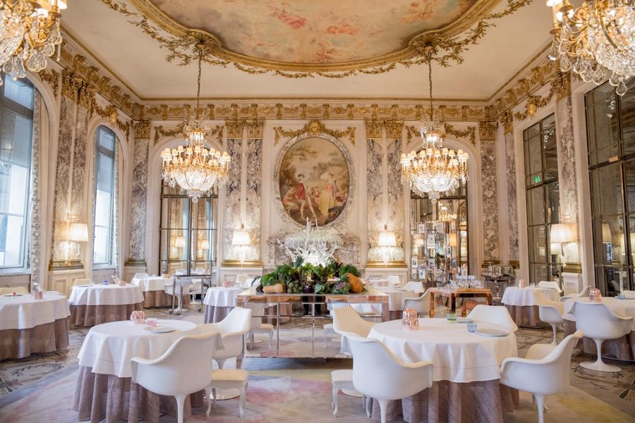 Dining room of the Hotel Meurice in Paris