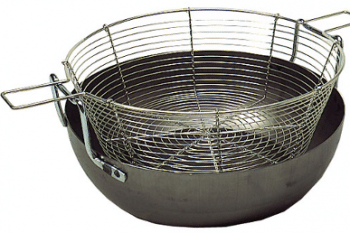 Bassine à friture en tôle noire avec panier Bassine à friture en tôle noire avec panier