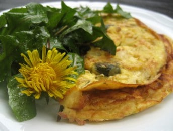 Omelette aux fleurs de pissenlit