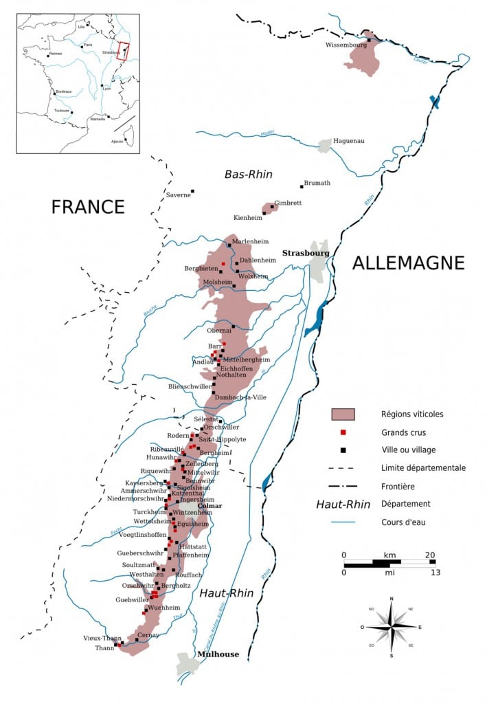 Mapa ng ubasan ng Alsatian