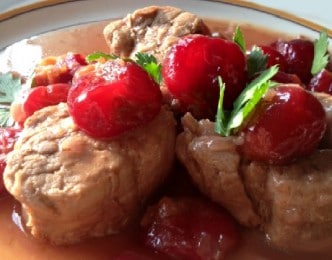 Filet mignon de porc aux cerises