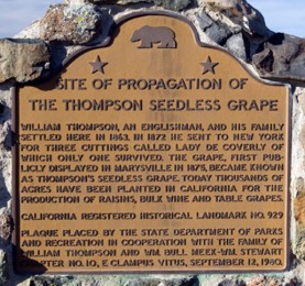Plaque à la mémoire de William Thompson en Californie
