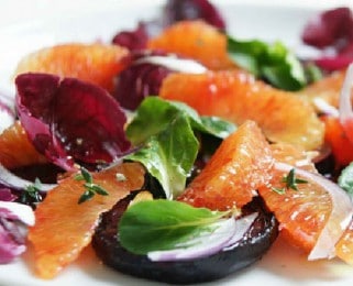 Salade de raddichio à l’orange et betterave rouge