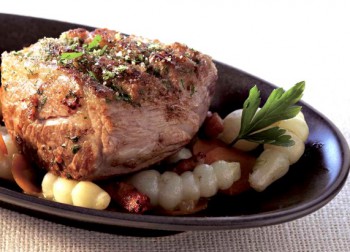 Pavé d’agneau rôti aux crosnes