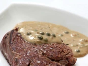 Bavette d’aloyau sauce poivre vert