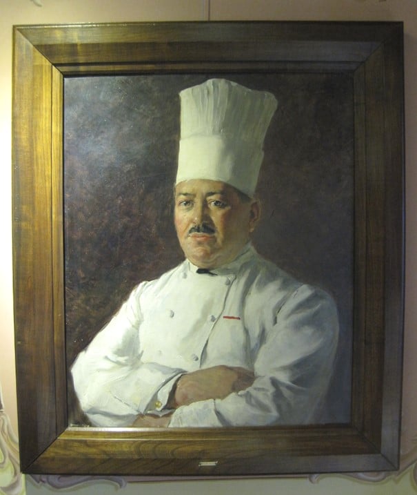 Retrato de Alexandre Dumaine en el restaurante gourmet La Côte d'Or en Saulieu