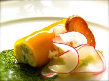 Cannelloni fruit de la passion au crabe des neiges