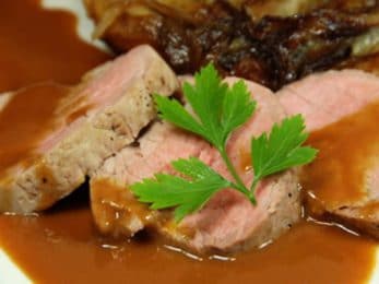 Filet mignon veau au caramel amer