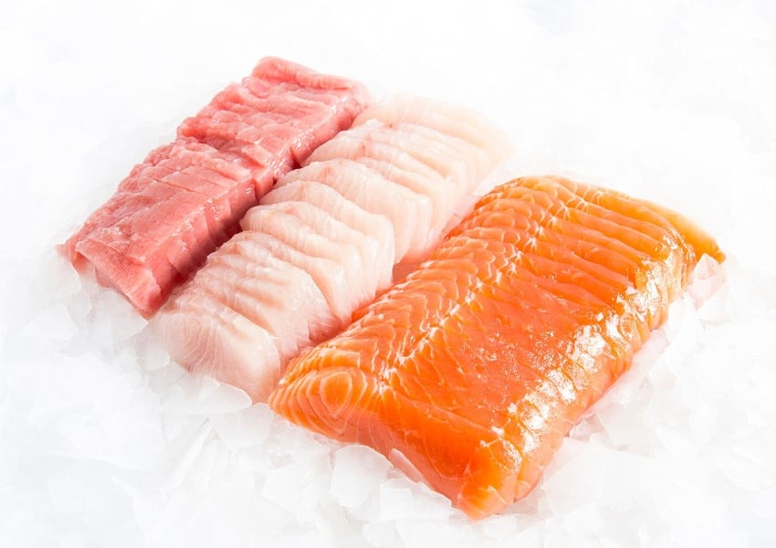 Sashimi de thon, de daurade et de saumon
