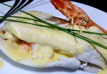 Filets de sole et gambas, sauce suprême