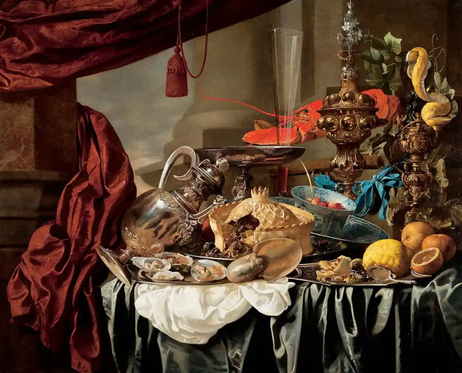 Vajilla y orfebrería, cuadro del pintor flamenco Christian Luycks ​​(1623-1657)