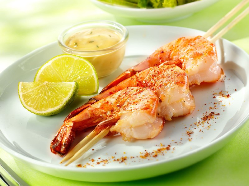 Brochette de gambas sauce béarnaise Brochette de gambas sauce béarnaise