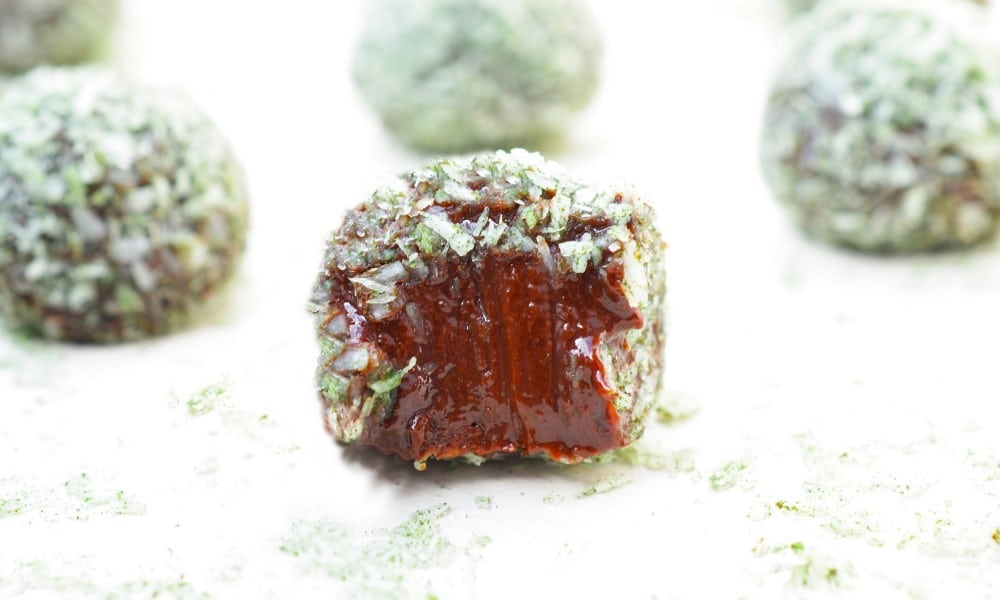 Choco-kokos-matcha truffels