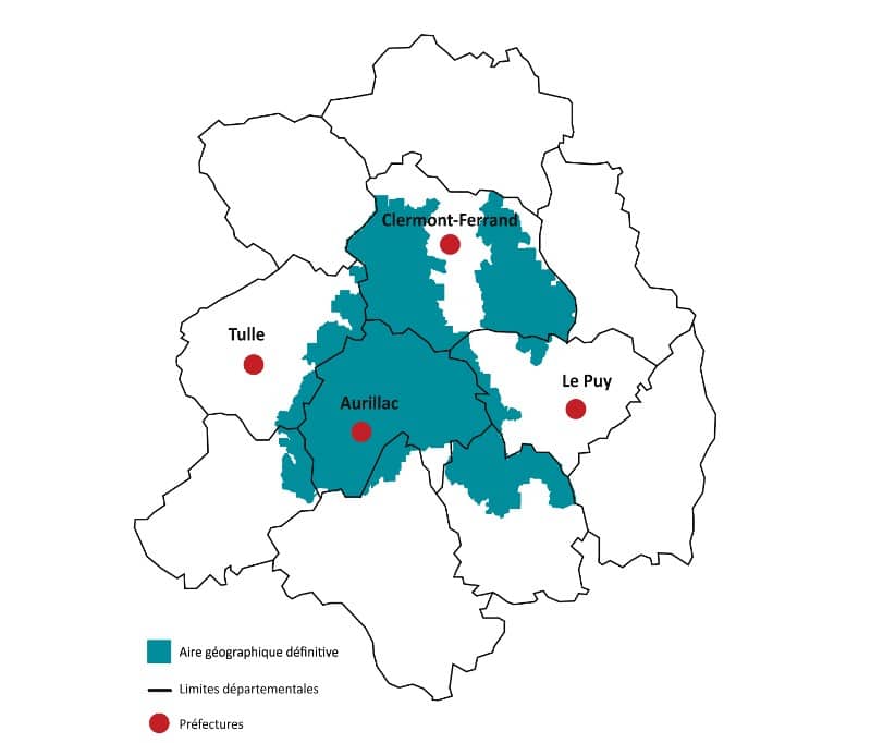 Zone de production du bleu d&rsquo;Auvergne