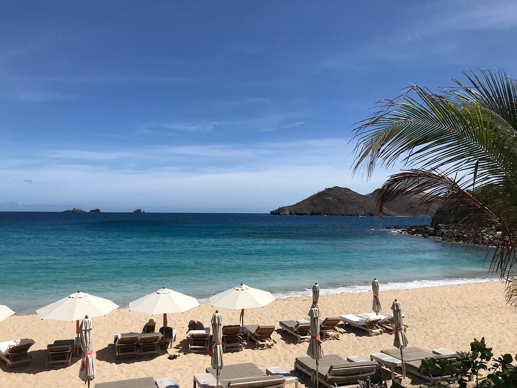 The private beach of the hotel Cheval Blanc St-Barth Isle de France