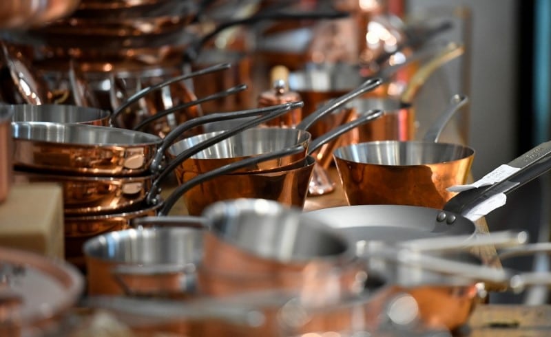Batterie de cuisine en cuivre étamé Batterie de cuisine