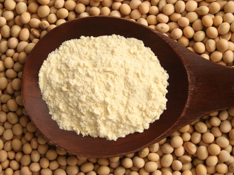 Soybeans at soybean flour