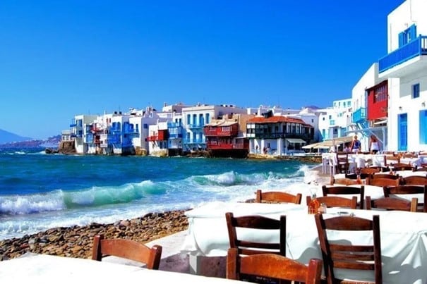 Restaurants le long du port de Mykonos