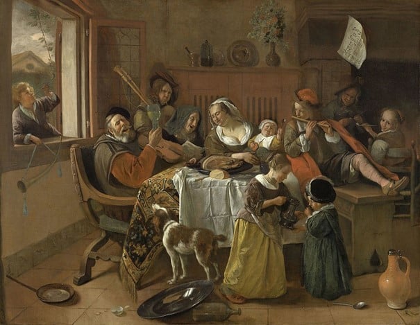 Gia đình vui vẻ của họa sĩ người Hà Lan Jan Steen (1668)