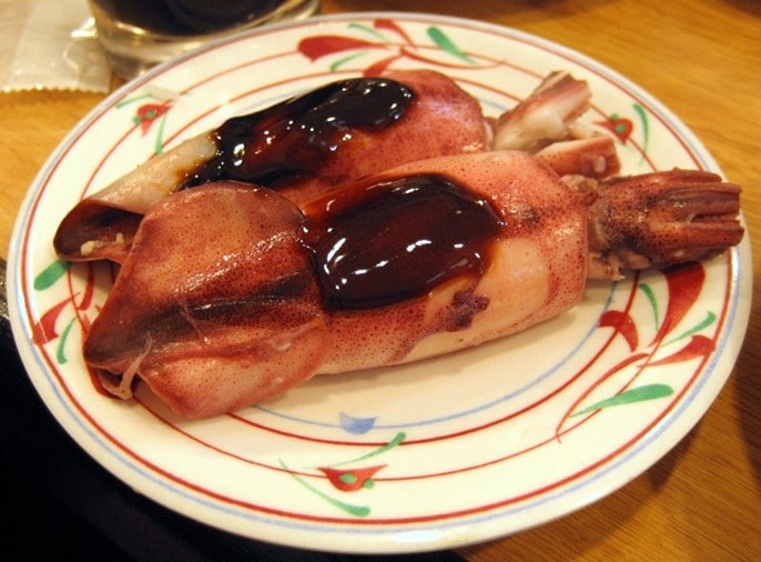 Stuffed squid topped with tare sauce