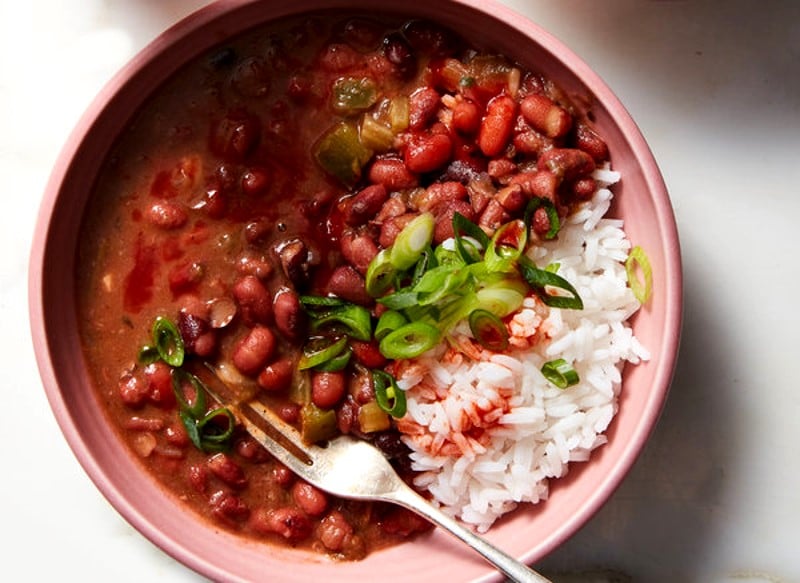 Feijão vermelho e arroz branco