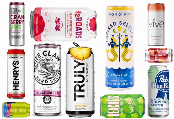 Various cans of hard seltzer