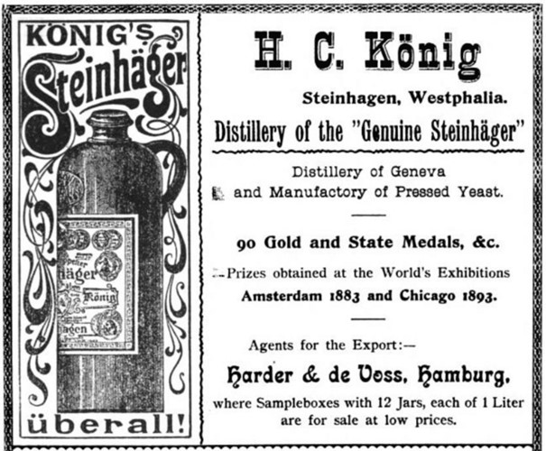 Ancienne affiche publicitaire du gin westphalien Konig’s