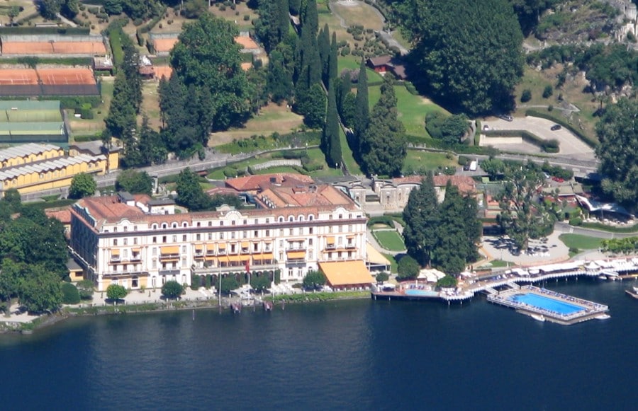 De Villa d'Este aan de oevers van het Comomeer in Italië