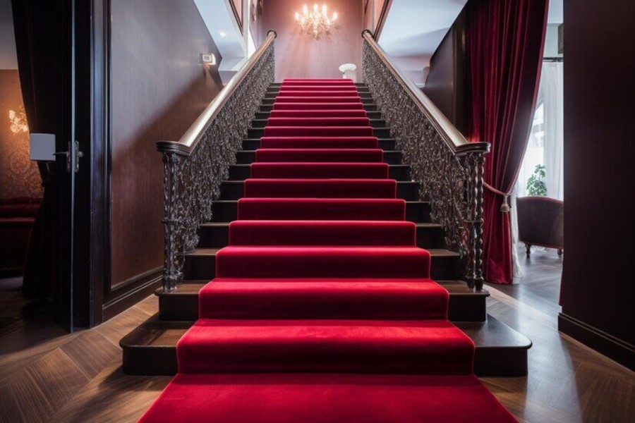 Montée d’escaliers dans un palace