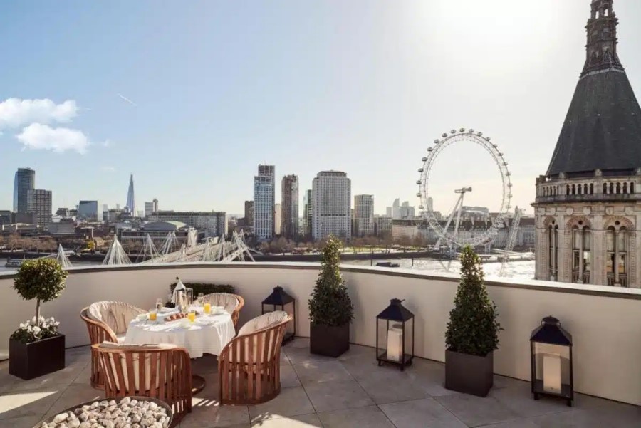 La terrasse du Corinthia Hotel &agrave; Londres
