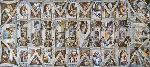 Plafond de la chapelle Sixtine à Rome réalisé par Michel-Ange de 1508 à 1512