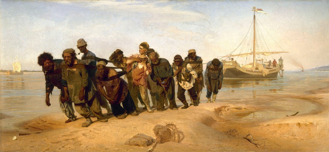 Les bateliers de la Volga du peintre russe Ilja Repin, 1870
