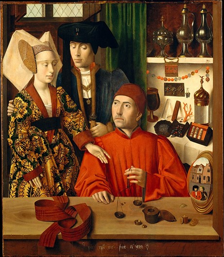 Un orfèvre dans son atelier du peintre Petrus Christus en 1449
